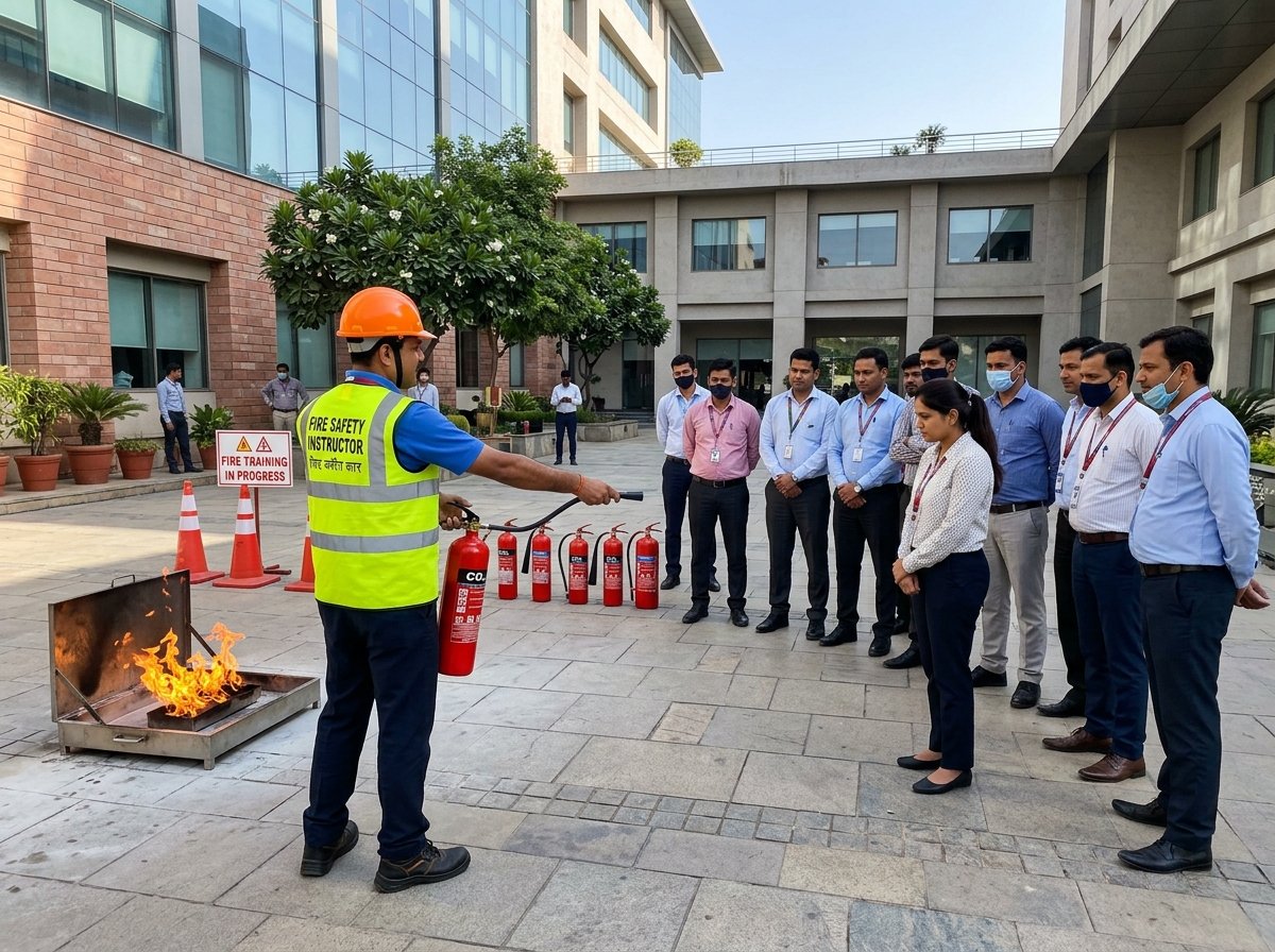 Practical Fire Safety Training Drill and Extinguisher Demonstration